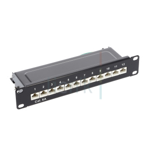 "Panneau 10"" 1U 12 ports S/FTP Cat6A Bloc 110"