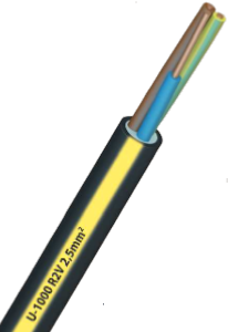 CABLE U 1000 R2V 3G2,5 Liseré JAUNE C50