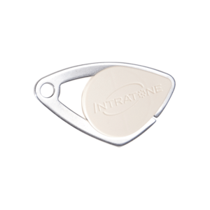 Badge électronique Mifare - insert inox gravé - Ivoire (colisage 20)