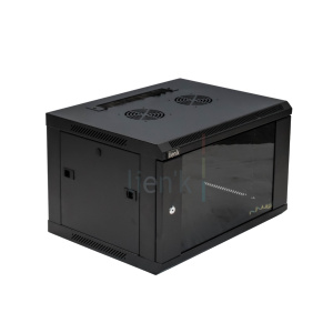 Coffret 19" porte vitrée 22U profondeur 600 noir monté