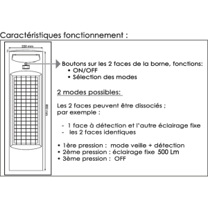 Borne solaire double face Twins - 3000°K 2x1000Lm - 3000°K - 3 modes