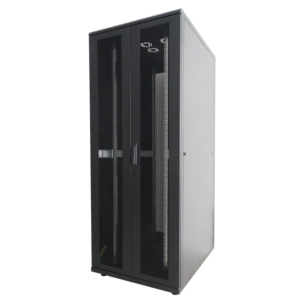 Baie COMETE noire 26U 800x1000 doubles portes AV et AR nid d'abeille