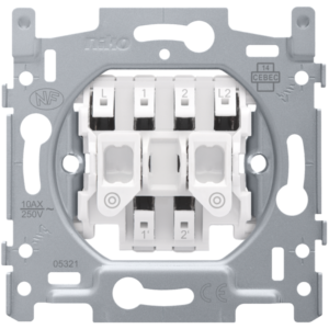 SOCLE BOUTON-POUSSOIR DOUBLE 10A, NO/NF, CONNEXION RAPIDE