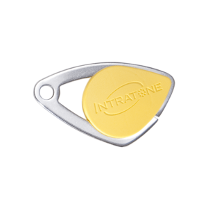 Badge électronique Mifare - insert inox gravé - Jaune (colisage 20) 