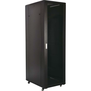 Baie 19'' 22U  600x600 porte vitrée noire 4 montants