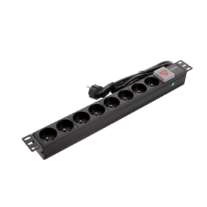 Bandeau 19" 8 PC avec interrupteur Cordon 1,8m Alu Noir