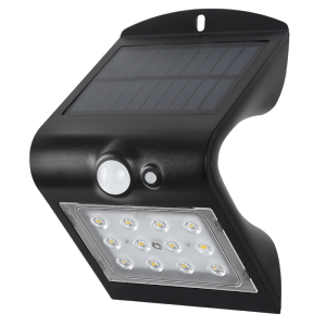 Applique solaire Duo noir 220Lm mode fixe ou veille+détection IR 
