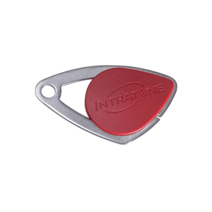 Badge électronique Mifare - insert inox gravé - Rouge (colisage 20) 