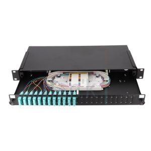 Tiroir Optique 12xSC Duplex OM3 24 Pigtails K7 + 12 Bouchons + Kitacc