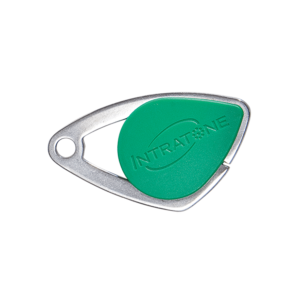 Badge électronique Mifare - insert inox gravé - Vert (colisage 20)  
