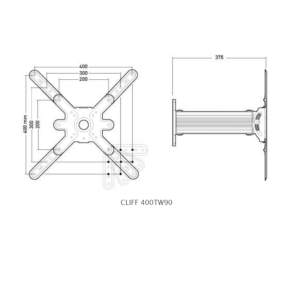 CLIFF 400TW90 - Support inclinable et orientable avec déport pour éc